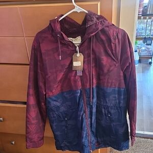 Utility Collection Ashley  Two-Tone Burgundy & Navy Hooded Jacket